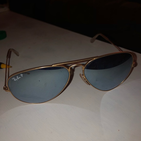 Lg Light Blue Polarized Flash Ray-Ban Aviators - Picture 2 of 8